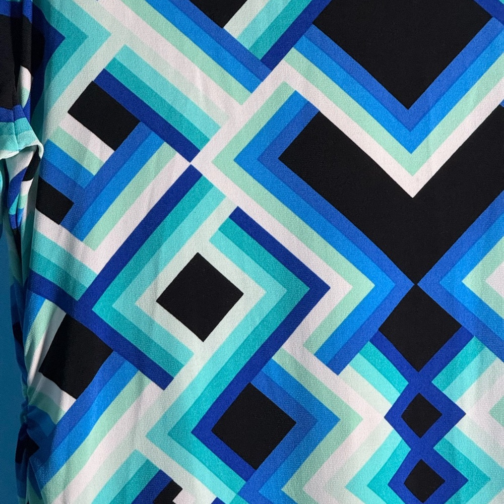 Rafaella Woman Stretch Blue Geometric Print Shift Dress Size XL - Picture 5 of 7